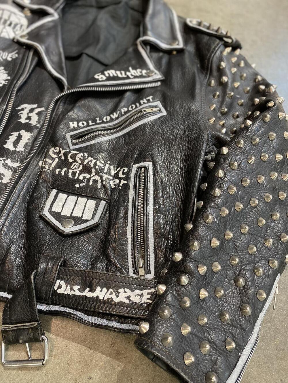 Vintage 90s Punk Studded Leather Jacket anticimex discharge - Picture 6 of 15